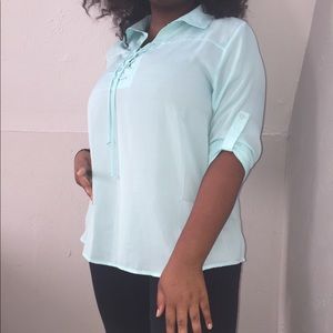 Blue lace up collared shirt🤩